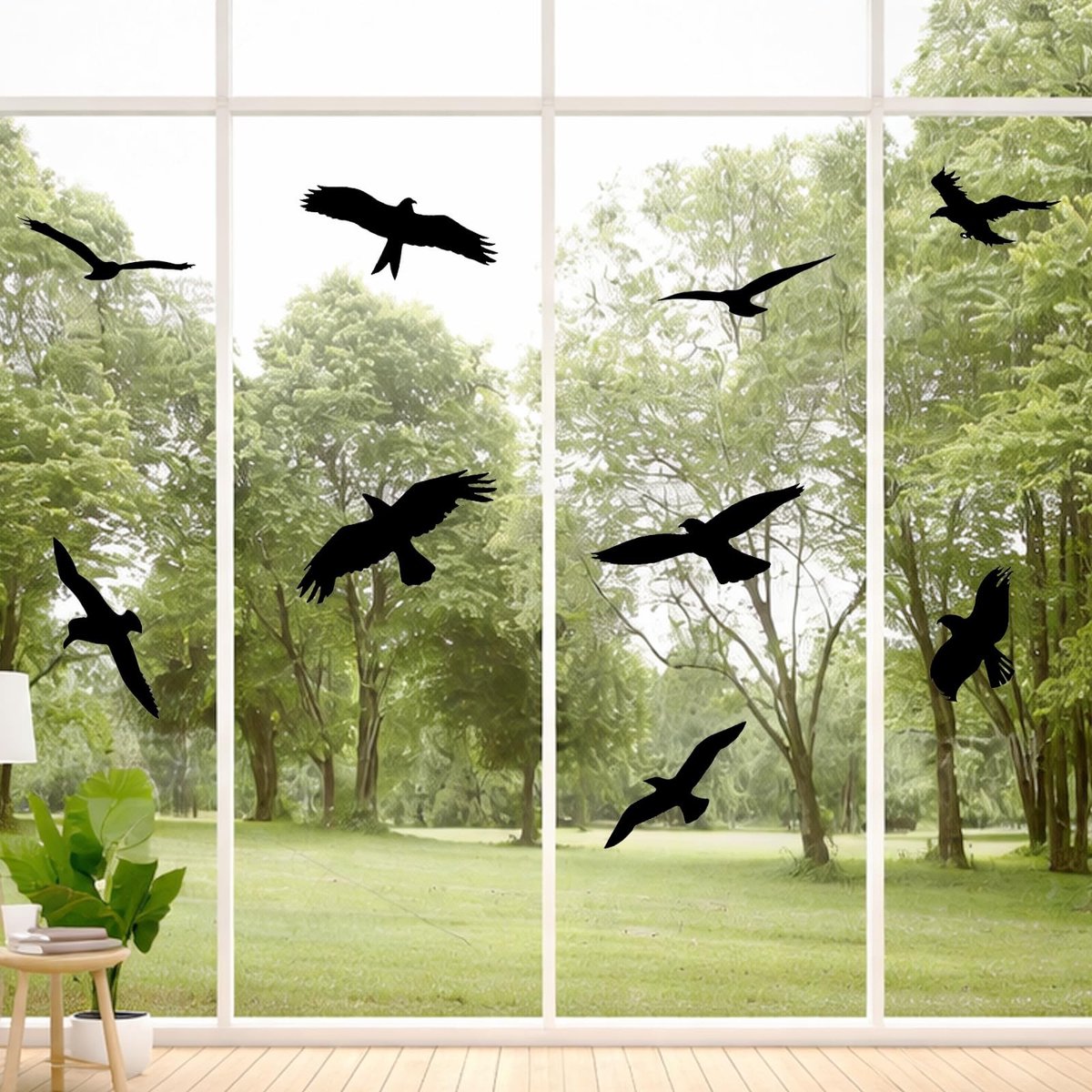 Solidchoice - Anti-botsing Vogelstickers voor Glazen Deuren (Set van 9 Silhouetten)