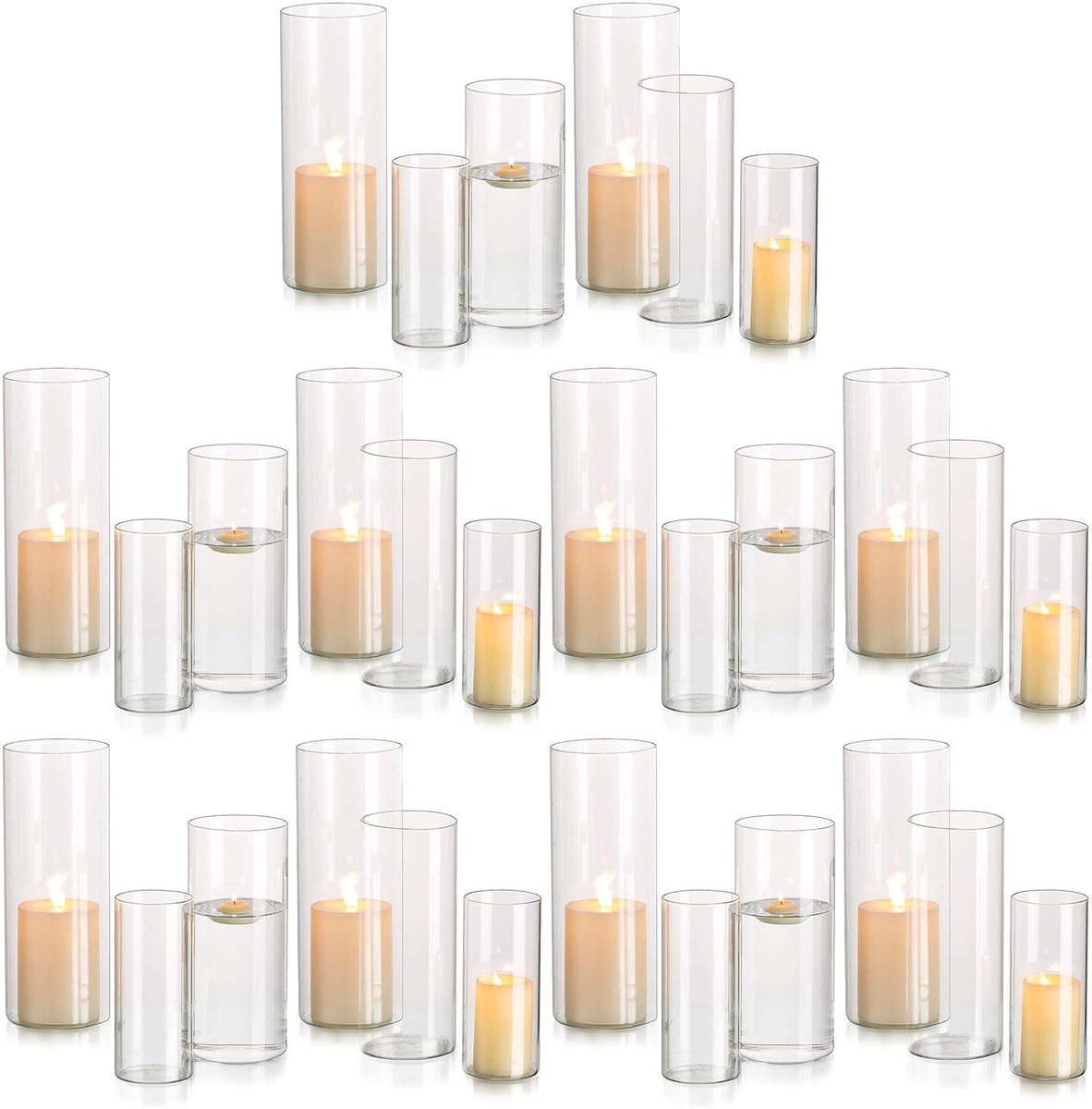 Solidchoice - Elegante Glazen Hurricane Kaarsenhouder voor Tafeldecoratie