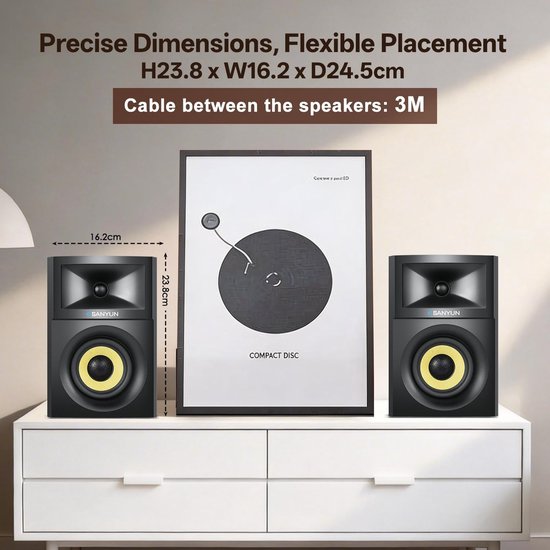 Solidchoice - Actieve Boekenplank Speakers 2.0 met Brede Geluidsweergave — afbeelding 2