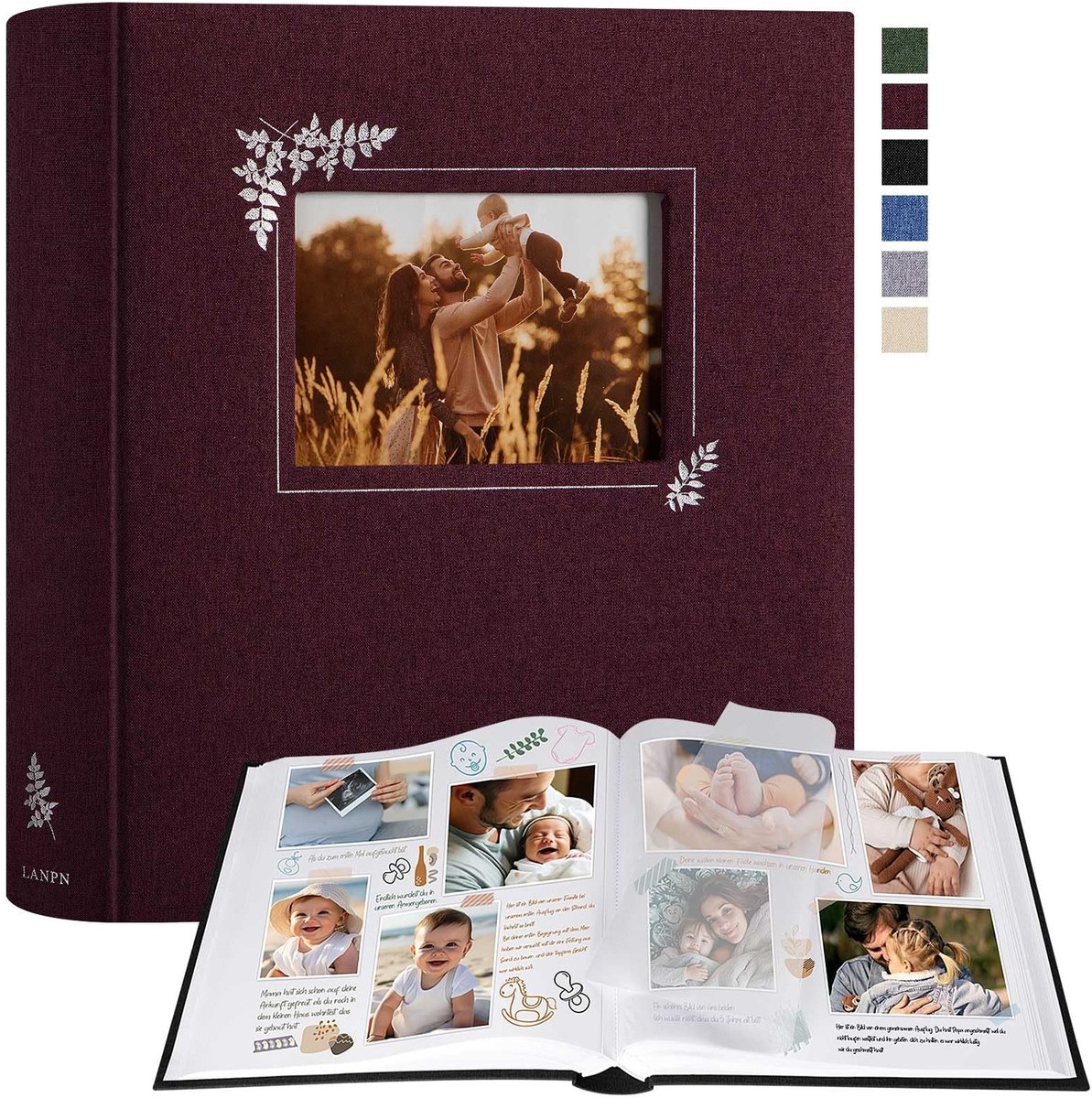 Solidchoice - Fotoalbum met 100 Witte Pagina's en Linnen Kaft