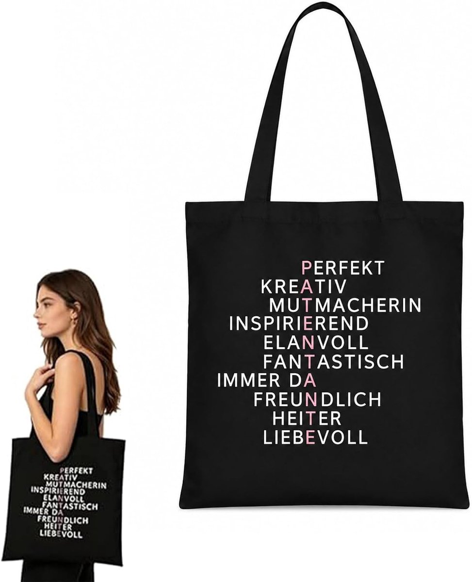 Katoenen tas voor moeder 35x40 cm - elegant en duurzaam - met vleugels van 22 cm - ideaal voor dagboek - ShopVlot