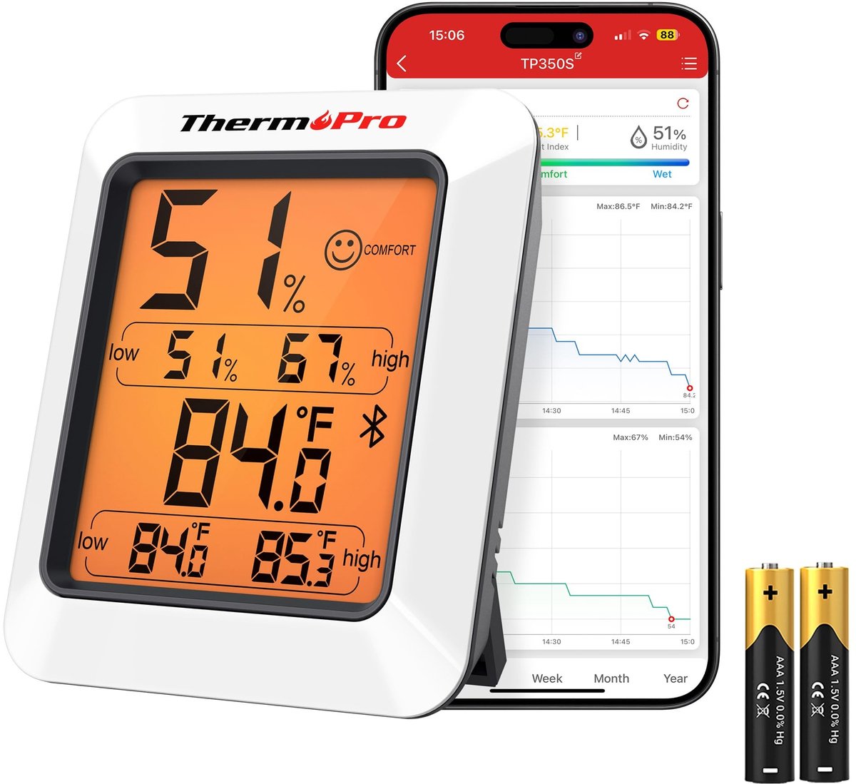 Solidchoice - Bluetooth Hygrometer en Thermometer voor Thuisgebruik