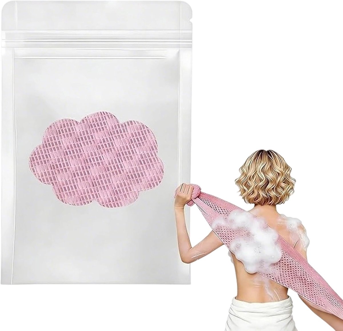 Peeling-handdoek antibacterieel - Roze - Voor rug en lichaam - Verwijdert dode huidcellen - ShopVlot
