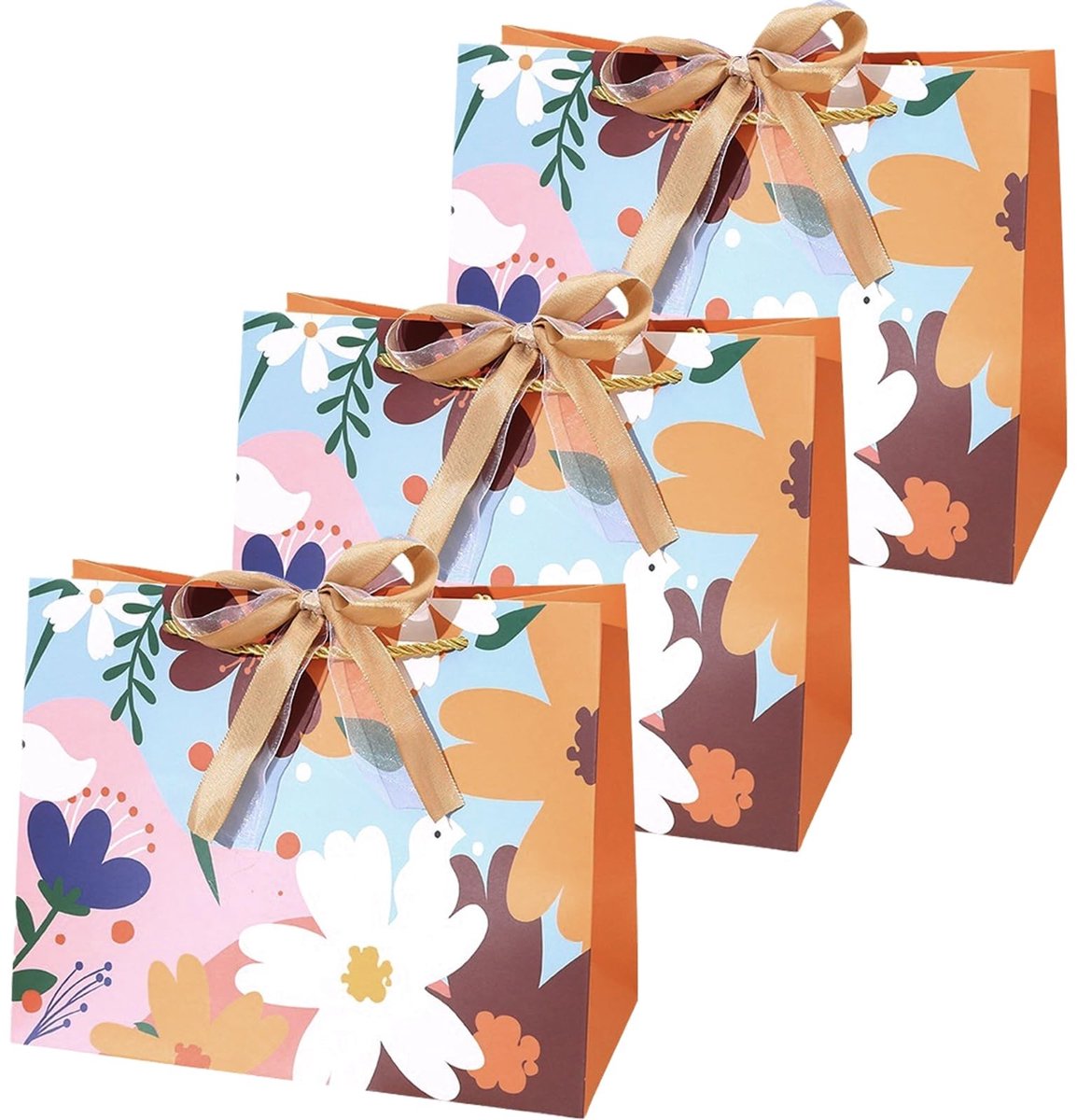 Solidchoice - Set van 3 Medium Papieren Cadeautassen met Handvatten
