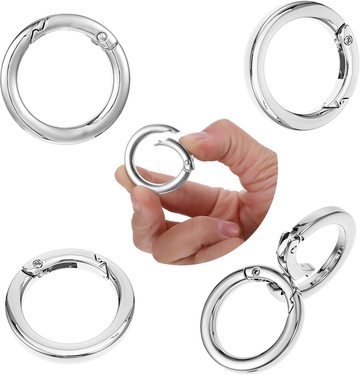 Carabiner haak rond 35mm - Zinklegering goud zilver - Stevige ontwerp - Ideaal voor tassen en DIY - ShopVlot