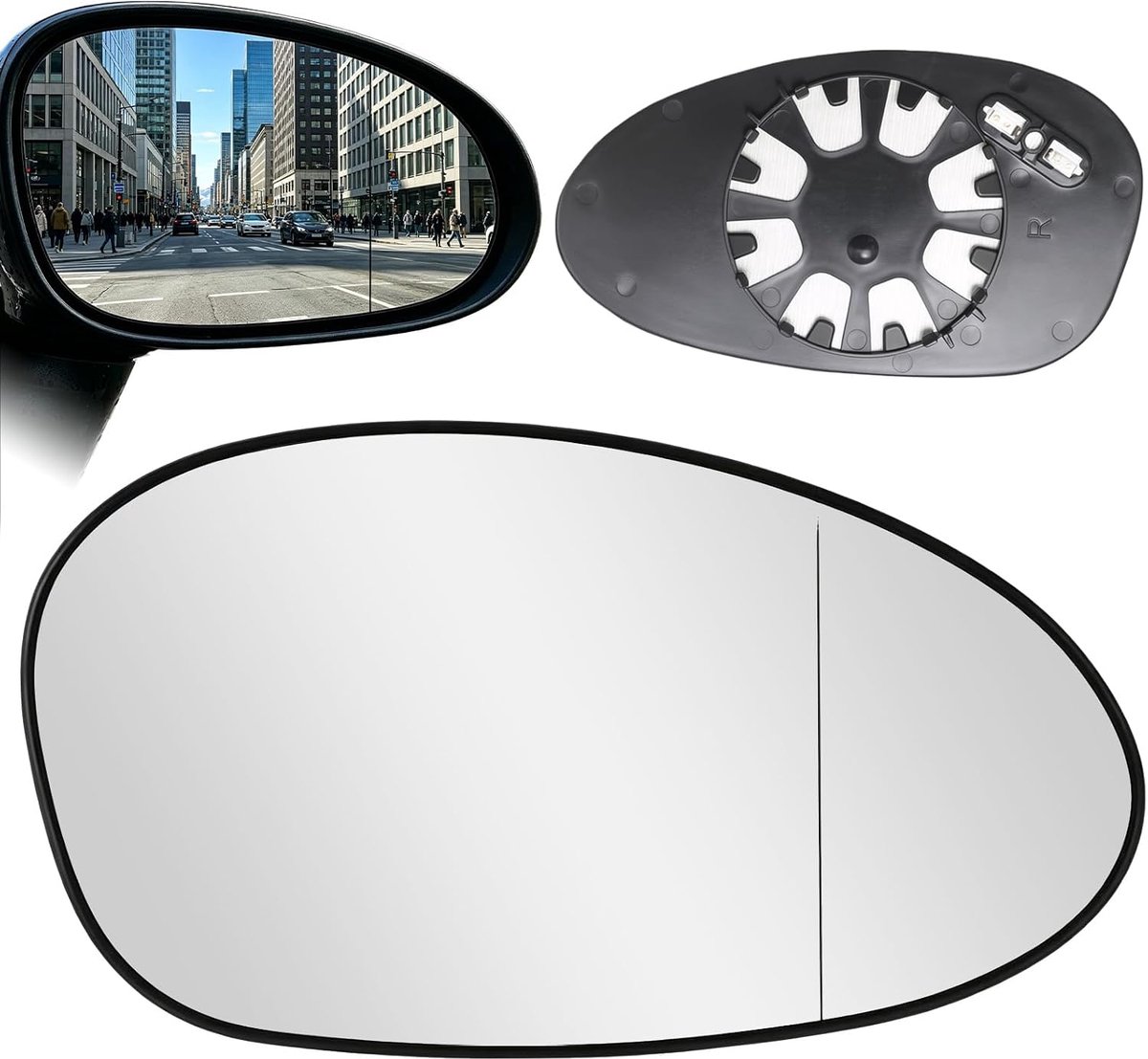 Zijspiegelglas verwarmd rechts - vervangend voor BMW 1 en 3 Series - blauw getint - optimale zichtbaarheid - ShopVlot