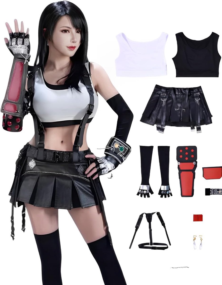 Tifa Lockhart cosplay kostuum M - volledig set - Halloween outfit - voor rollenspellen - ShopVlot