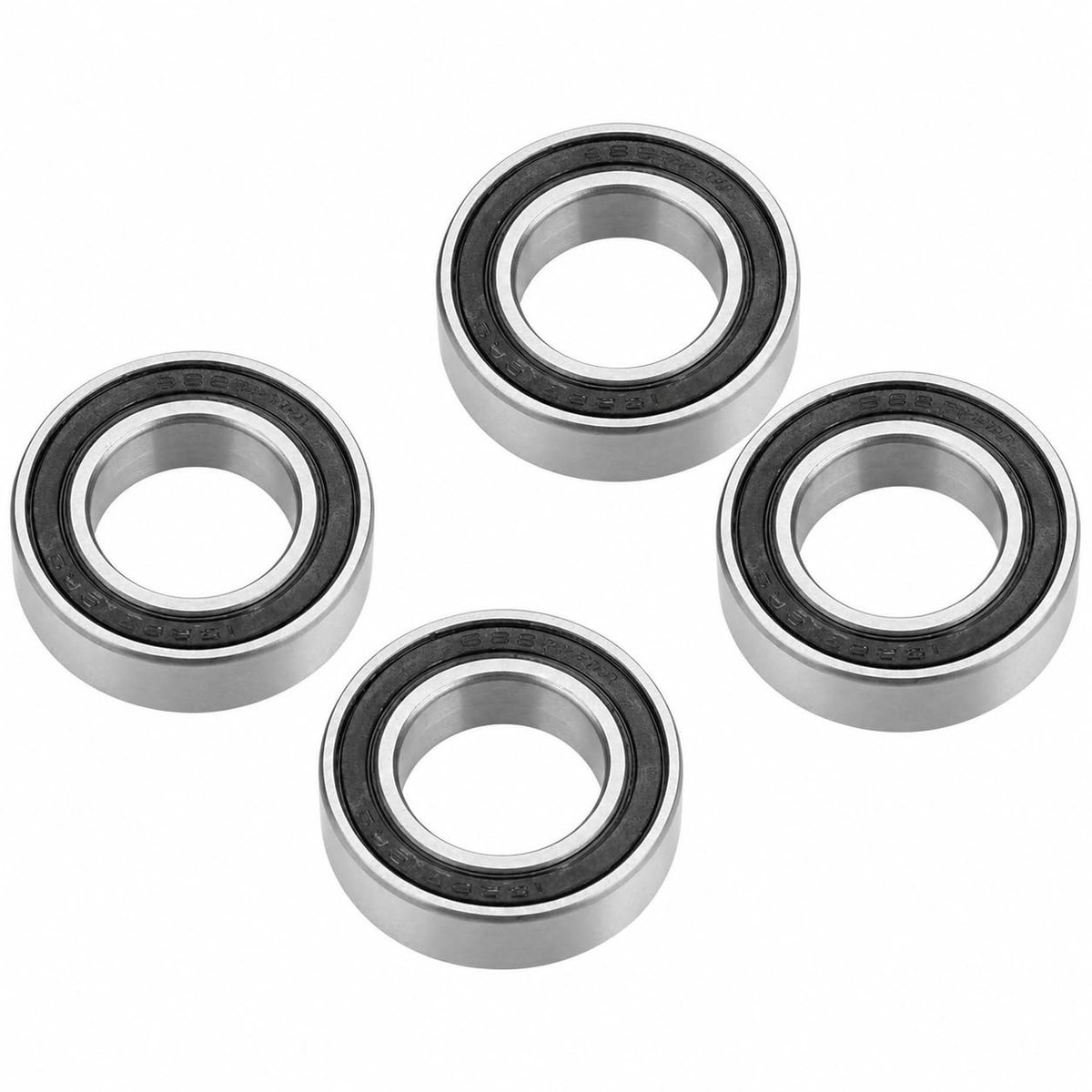 Solidchoice - Set van 4 Groefkogellagers 15 x 26 x 7 mm met Rubberafdichting