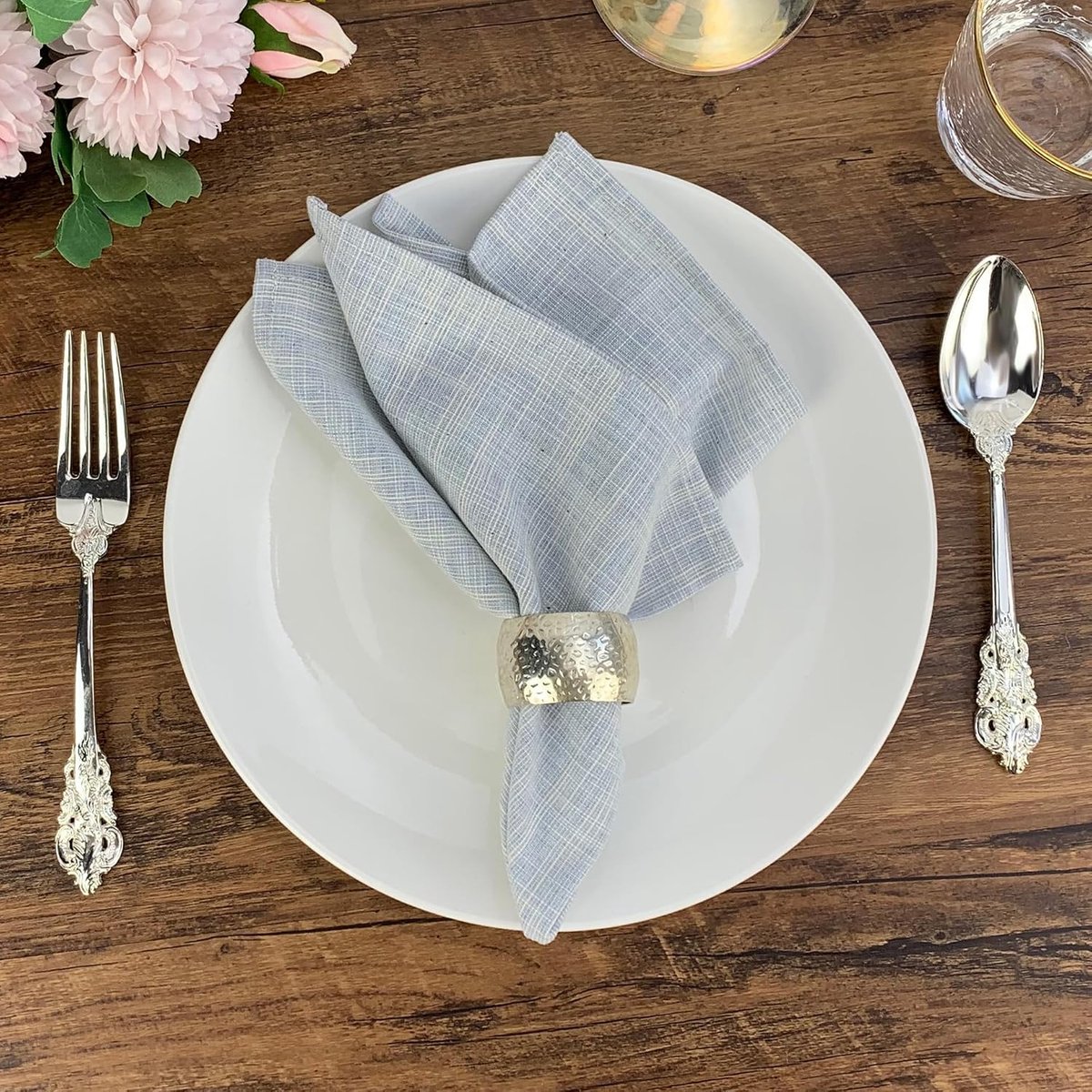 Linnen Servetten 30 x 40 cm - Lichtblauw - Wasbaar - Ideaal voor Diner en Bruiloft - ShopVlot