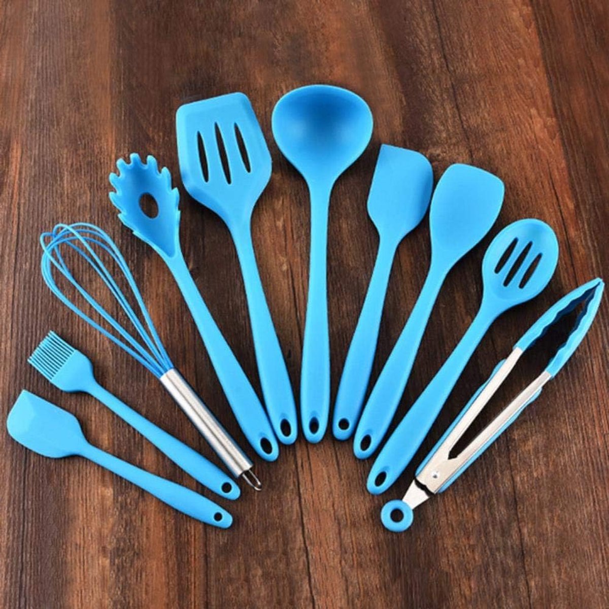 Keukenhulpmiddelen set - Silica gel keukenware - Blauw - Ergonomisch en veilig - ShopVlot