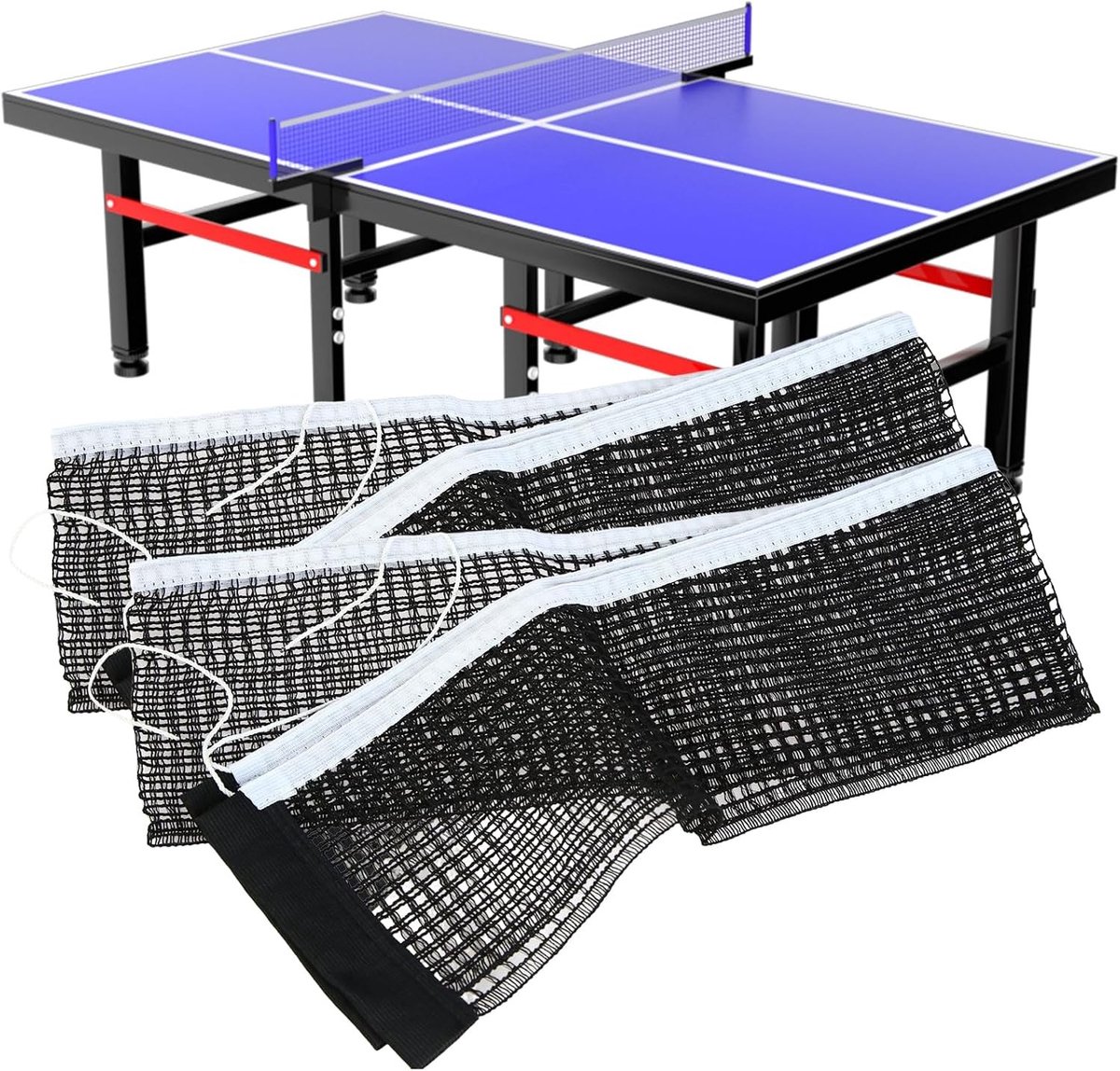 Tafeltennisnet set van 2 stuks voor binnen en buiten, geschikt voor elke tafel, ideaal voor pingpong en tafeltennis plezier
