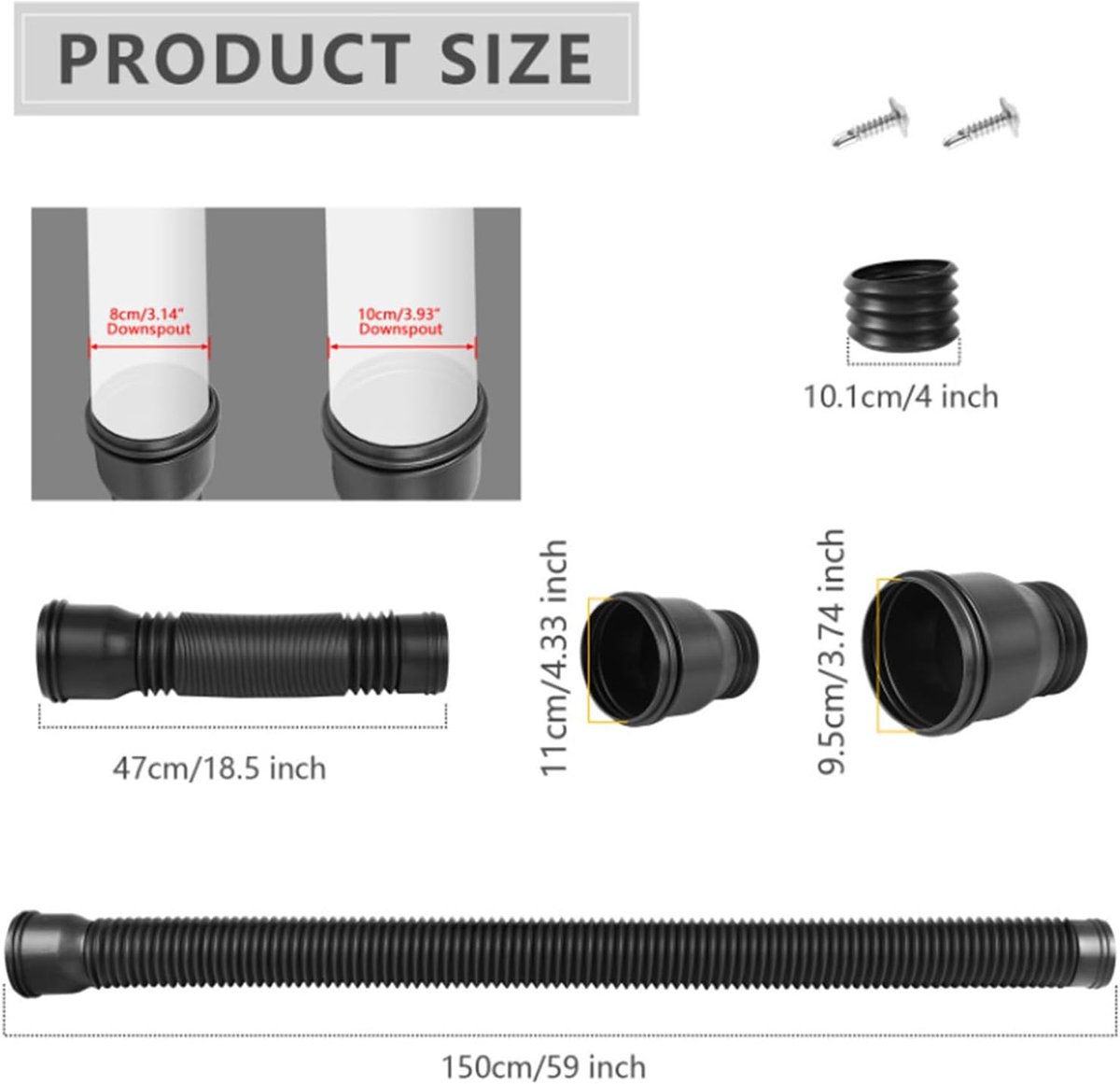 Afvoerbuis verlengstuk 60-175 cm - flexibel - PE materiaal - effectief regenwater afvoeren - ShopVlot