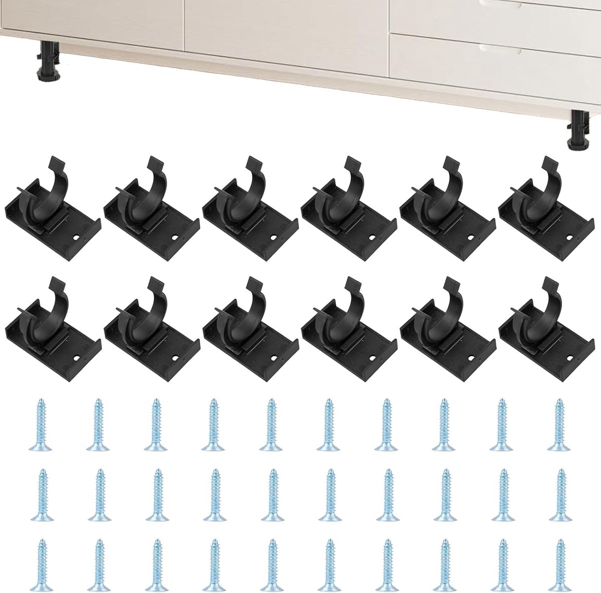Keuken plint clips 12 stuks - Inclusief 30 schroeven - Voor verstelbare meubelpoot 26-28 mm - ShopVlot