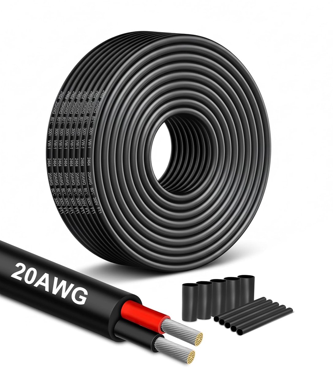 XINWANG 20AWG 2 Core Wire, 2x0.5mm² 12V/24V Low Voltage Cable 32.81ft/10m, Braided Tinned Copper PVC, for LED Strip - ShopVlot