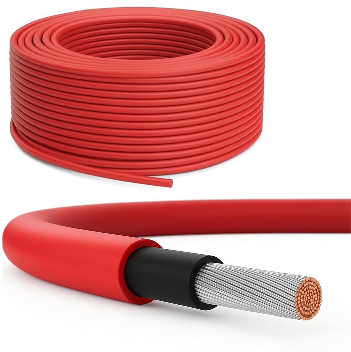 Premium X Solar Cable 50m 6mm² H1Z2Z2-K Red Copper Photovoltailk PV Cable Solar Cable Connection Cable Solar - ShopVlot