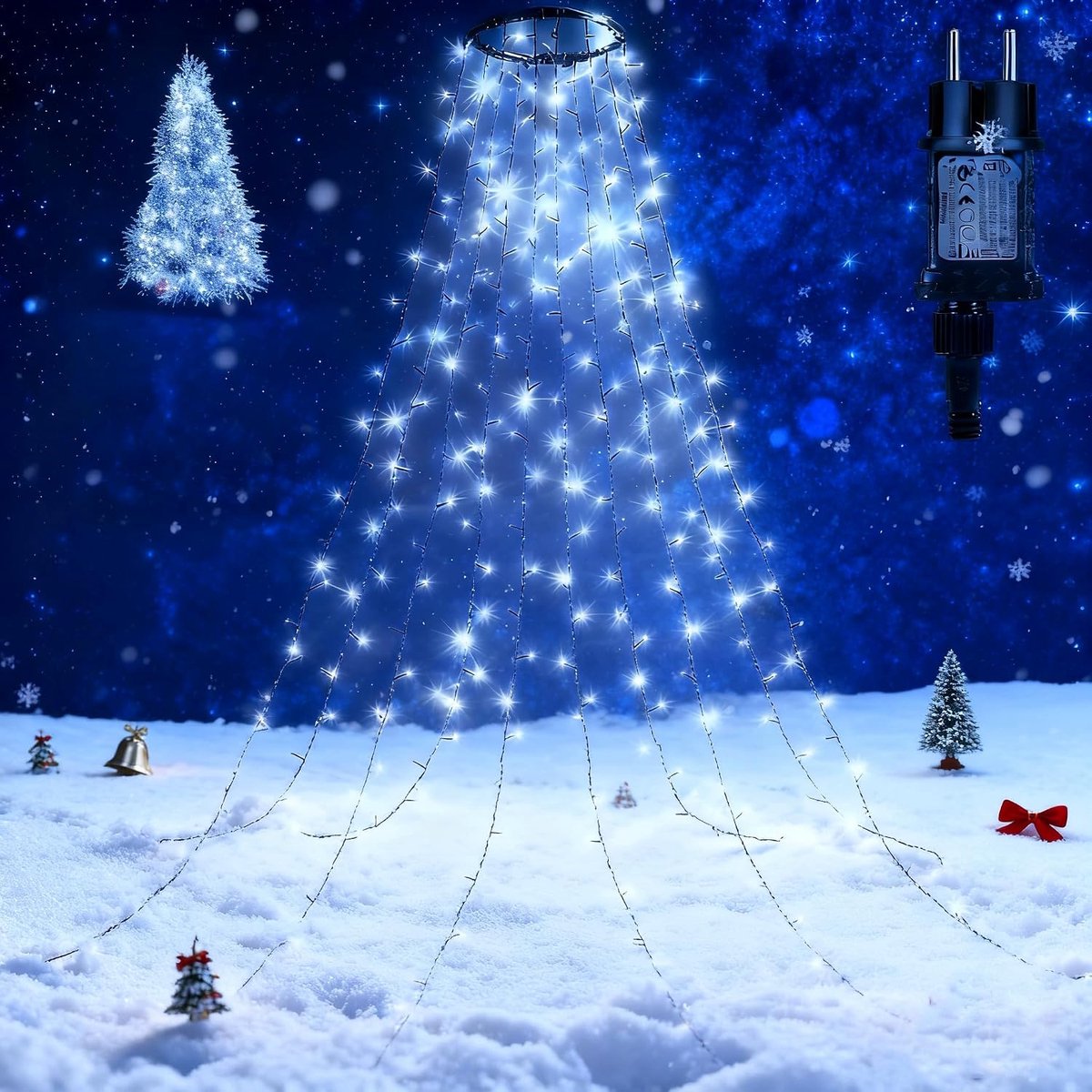 Qedertek Fairy Lights for Indoor and Outdoor Use 2.4 m, 240 LEDs, Christmas Tree Lights with Ring, 12 Modes, Outdoor - ShopVlot