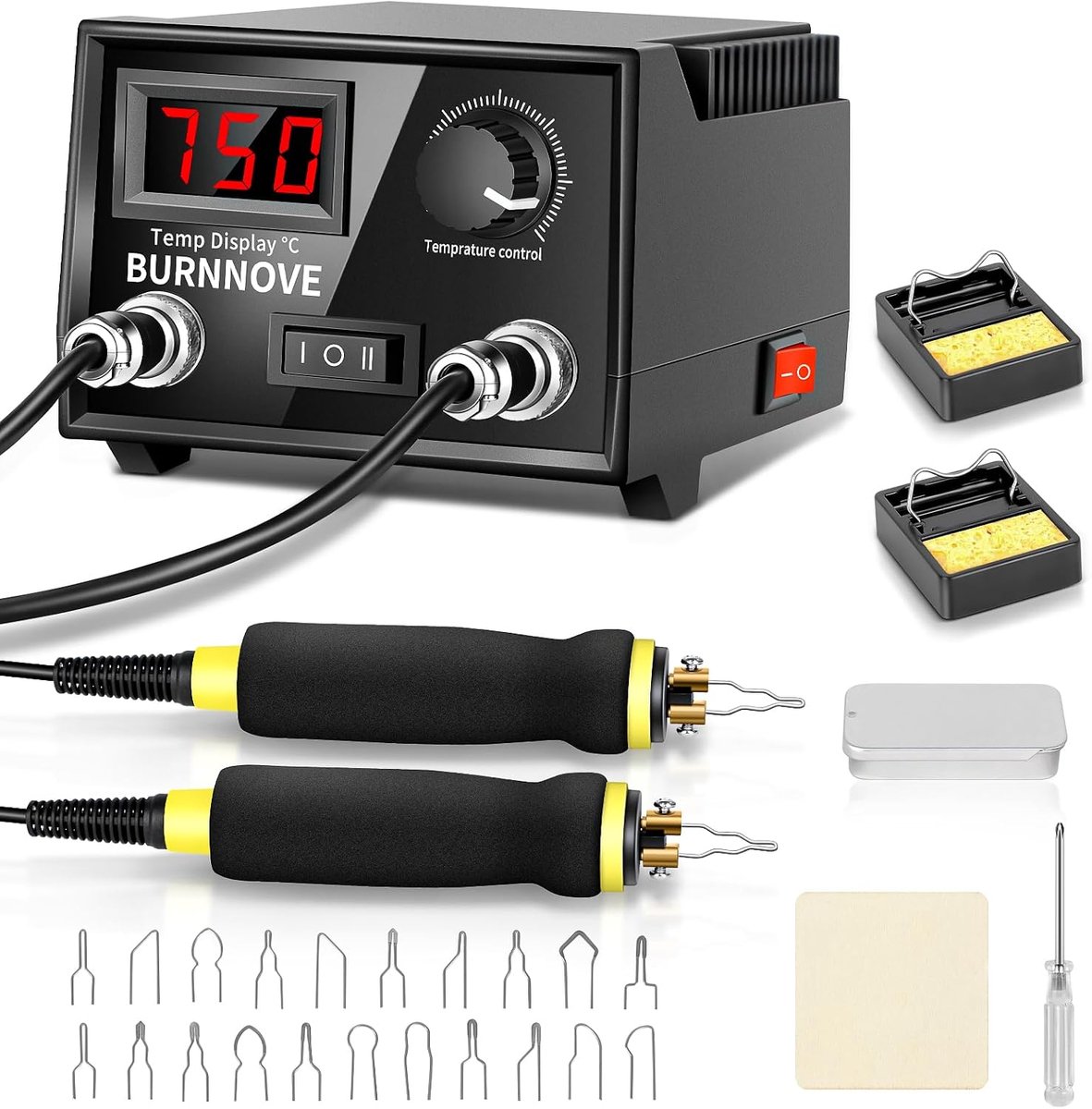 BURNNOVE Professional Wood Pyrographs 60W 220V With Double Pen Digital Display And Adjustable Temperature 0-750°C 21 - ShopVlot