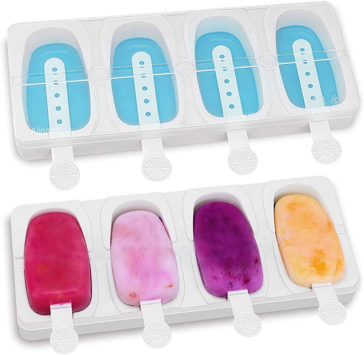 2-Pack Ice Lollipop Molds with Sticks, BPA Free Popsicle Mould, Sturdy Stackable DIY Silicone Ice Cream Molds for - ShopVlot