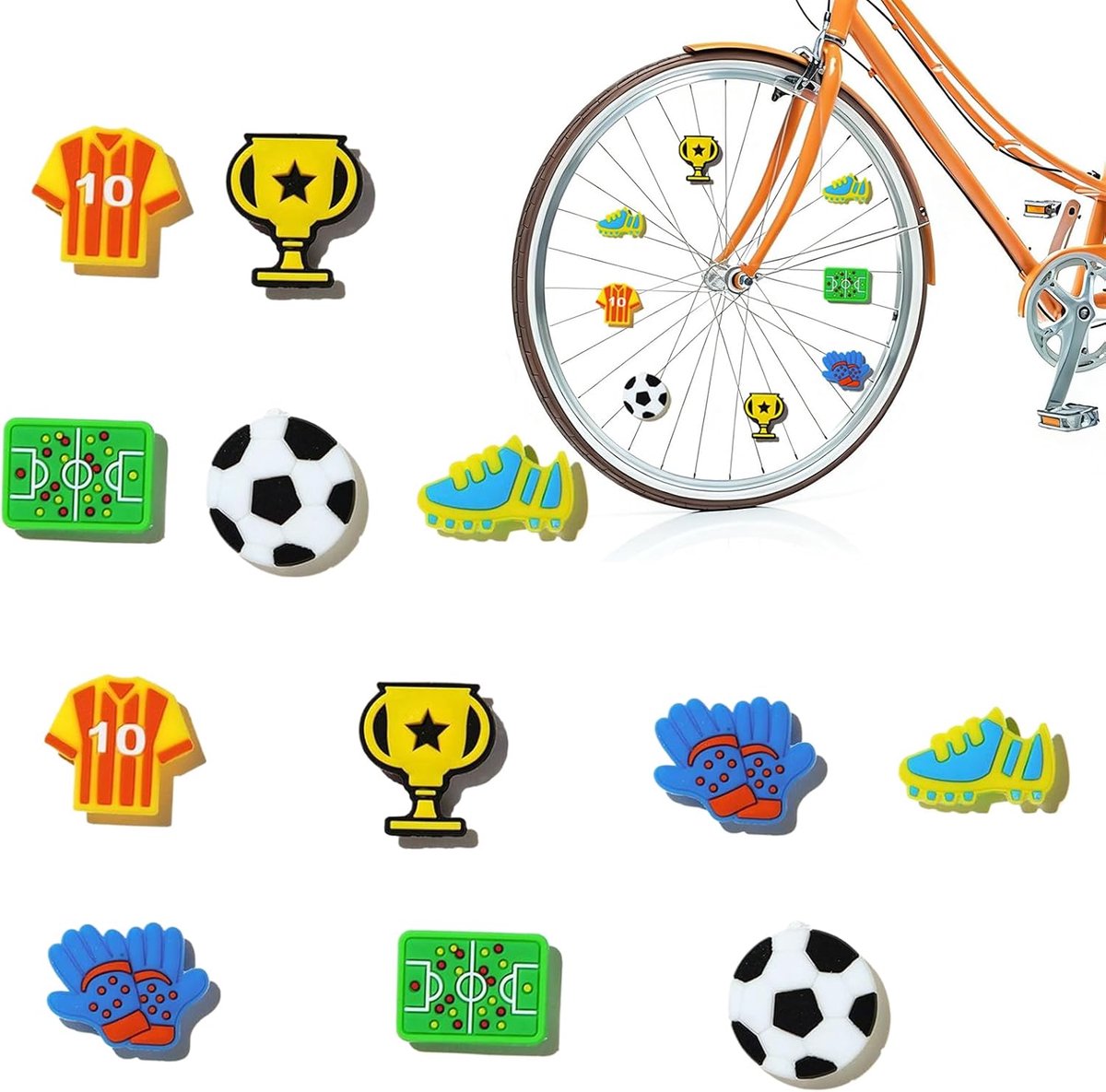 12 reflective stickers for children's bicycles, complete collection from the world of football, funny and safe - ShopVlot