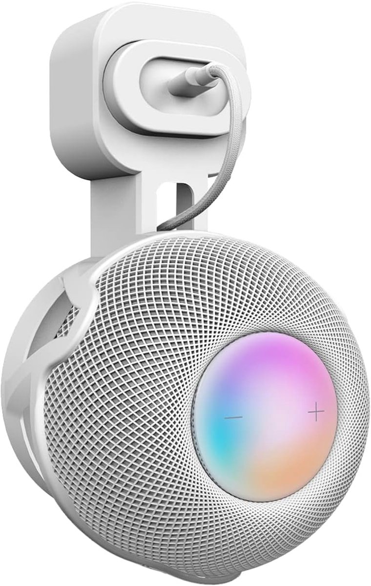 honecumi HomePod Mini Holder, Wall Mount, Cable Management, Space Saving, Sockets, Wall Stand for HomePod Mini Voice - ShopVlot