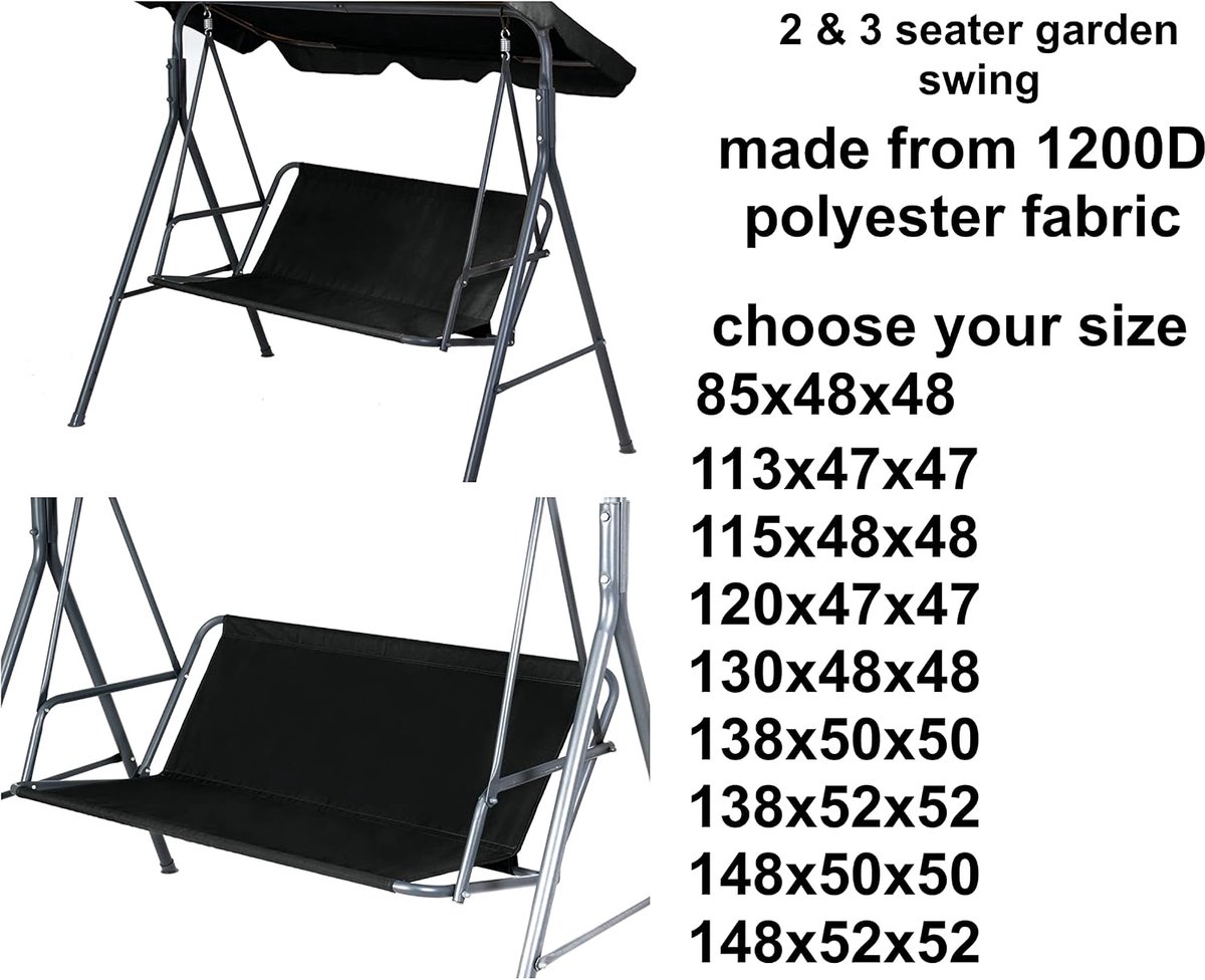Replacement Rocking Chair Cover,Black,Garden Swing Chair Cover Hammock Chair Garden Furniture Swing Chair - ShopVlot