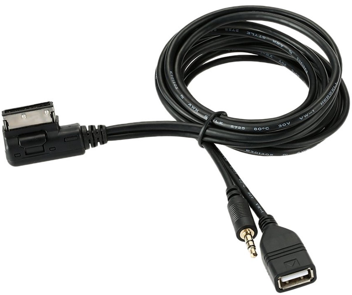 3.5mm Music AMI MMI Interface USB Charger Aux MP3 Cable for VW for AUDI S5 Q5 Q7 A3 A4L A5 A1 - ShopVlot