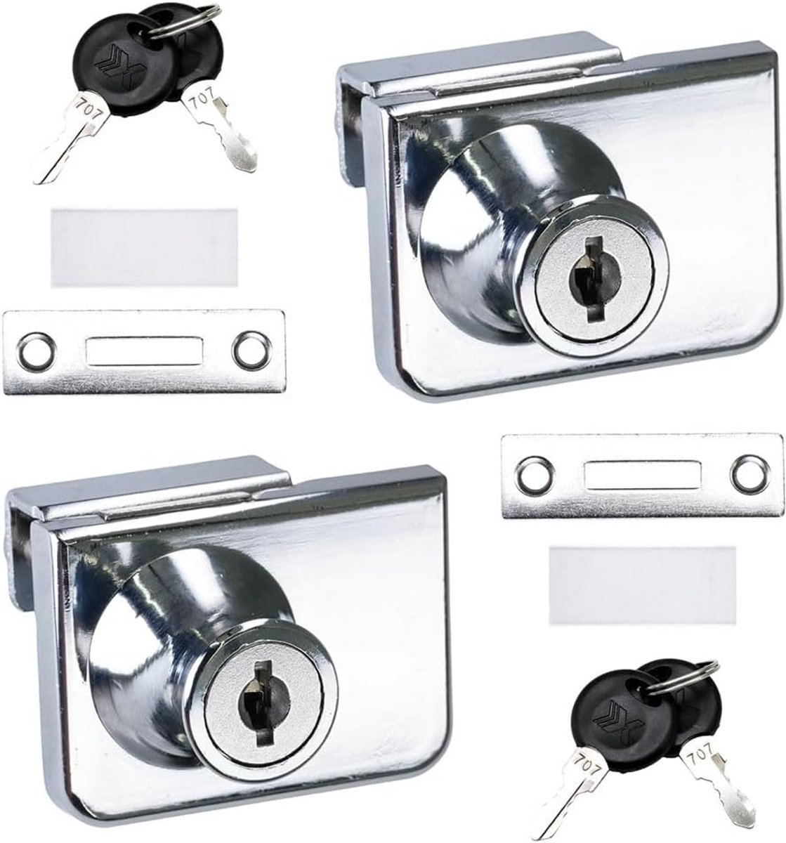 Selyse 2 Pcs Display Locks for Glass Doors, No Drilling Lock, Zinc Alloy, 4-8mm Glass Door, 4 Keys for Cabinet - ShopVlot