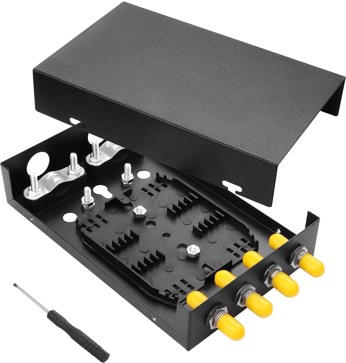 4 Port Fiber Optic Junction Box, ST Wall Mounted Fiber Optic Junction Box with 4 STT Terminals for Small Control - ShopVlot