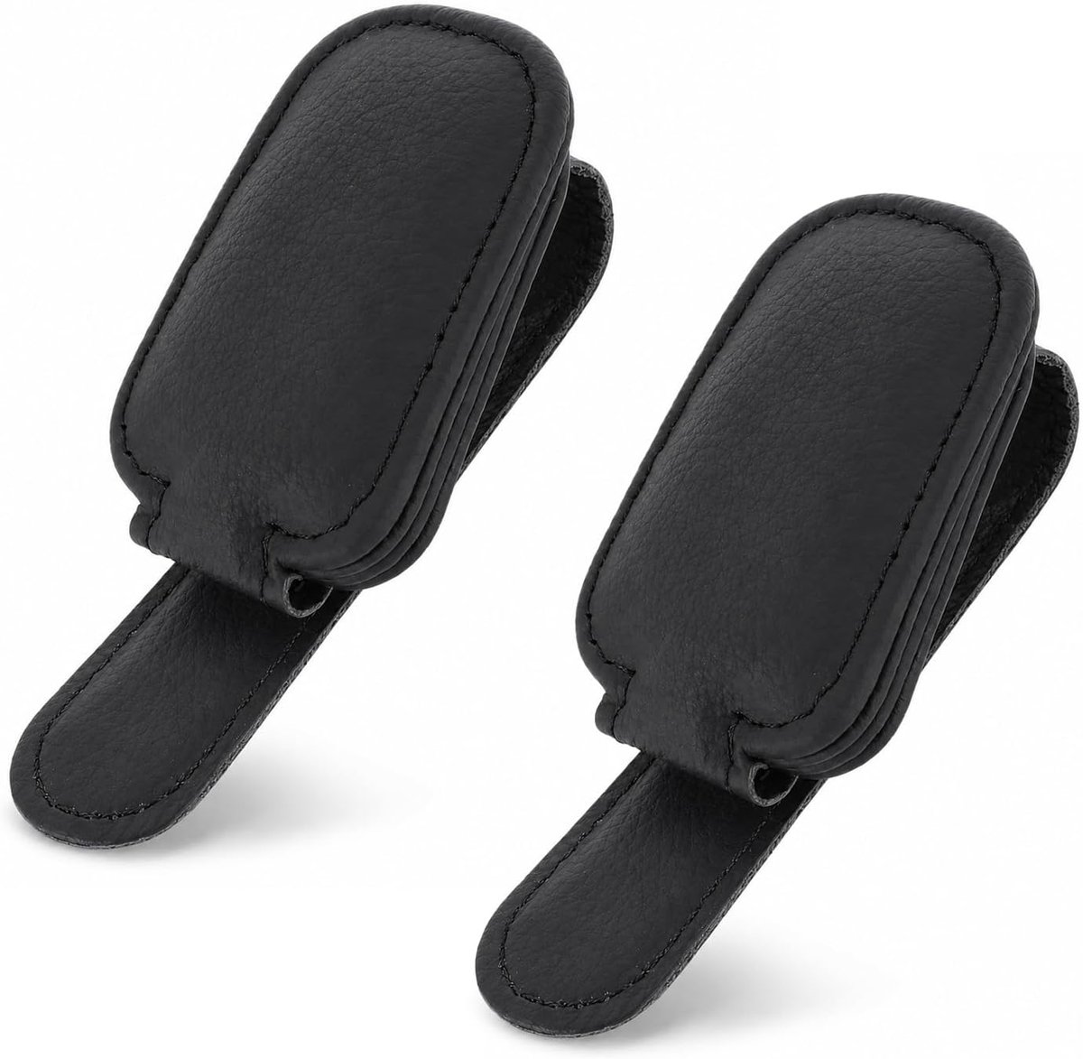 2 stuks brillenhouder voor de auto van PU-leer, leer met clip voor kaarten, praktische auto-accessoires voor zonnebril - ShopVlot
