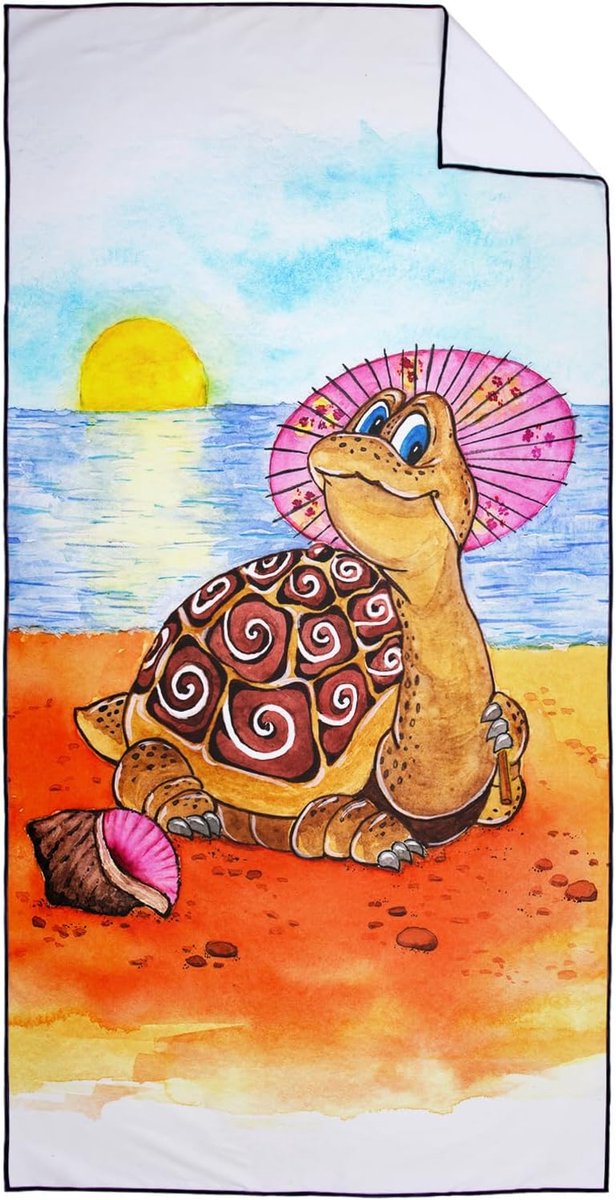 Quick Dry and Lightweight Beach Towels, Beach Towel, Large 90 x 180 cm, Quick Drying Microfibre Beautiful Turtle - ShopVlot