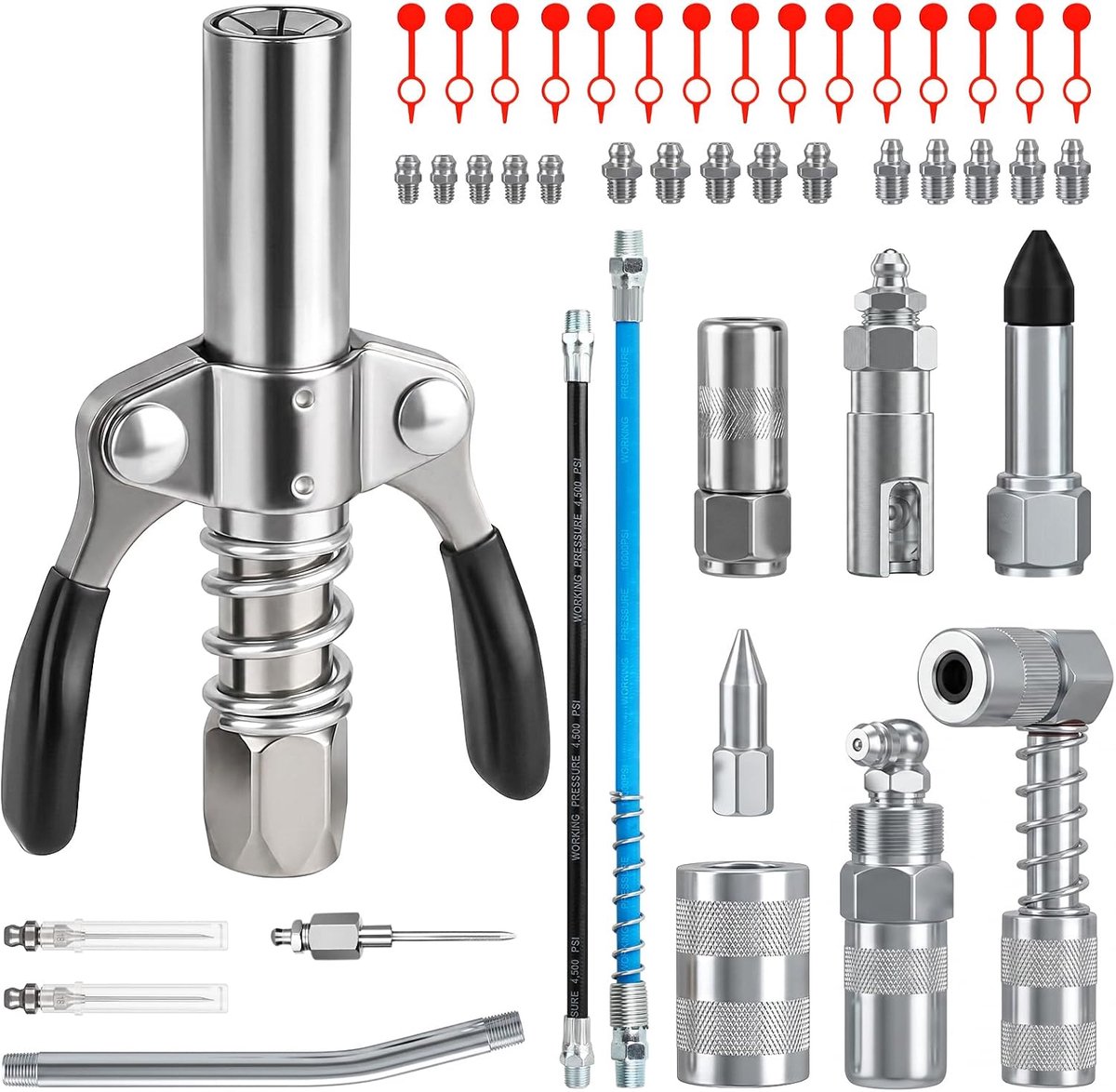 44 stuks vetpers mondstuk set, vetpers accessoireset - Met snelkoppeling, 90° adapter, 2 stuks 30 cm slang - ShopVlot