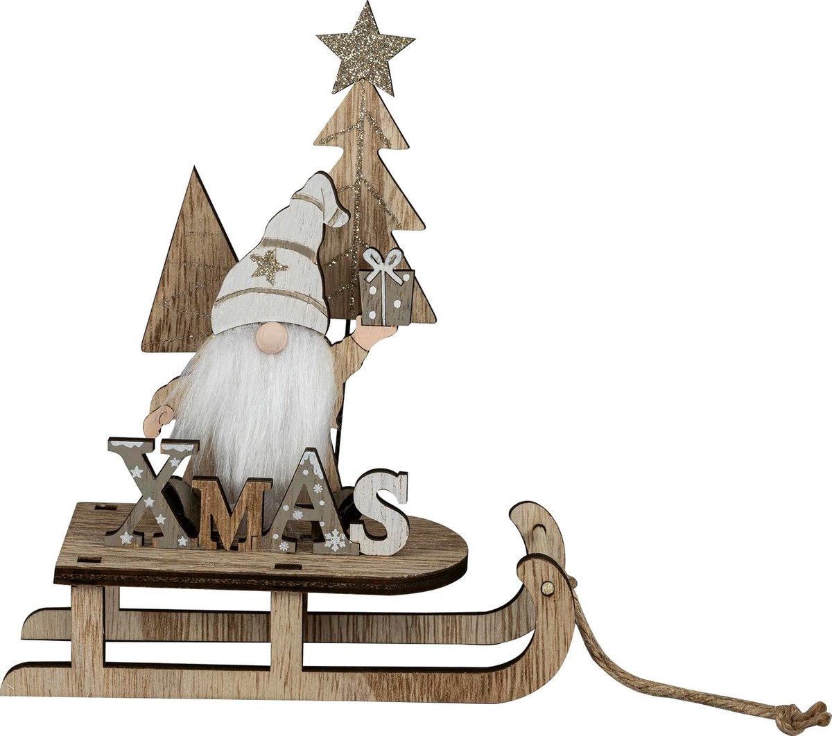Wheel on the Xmas Sledge - 14 x 5.5 x 18 cm - Festive Christmas Decoration - Enchanting Table Decoration - ShopVlot