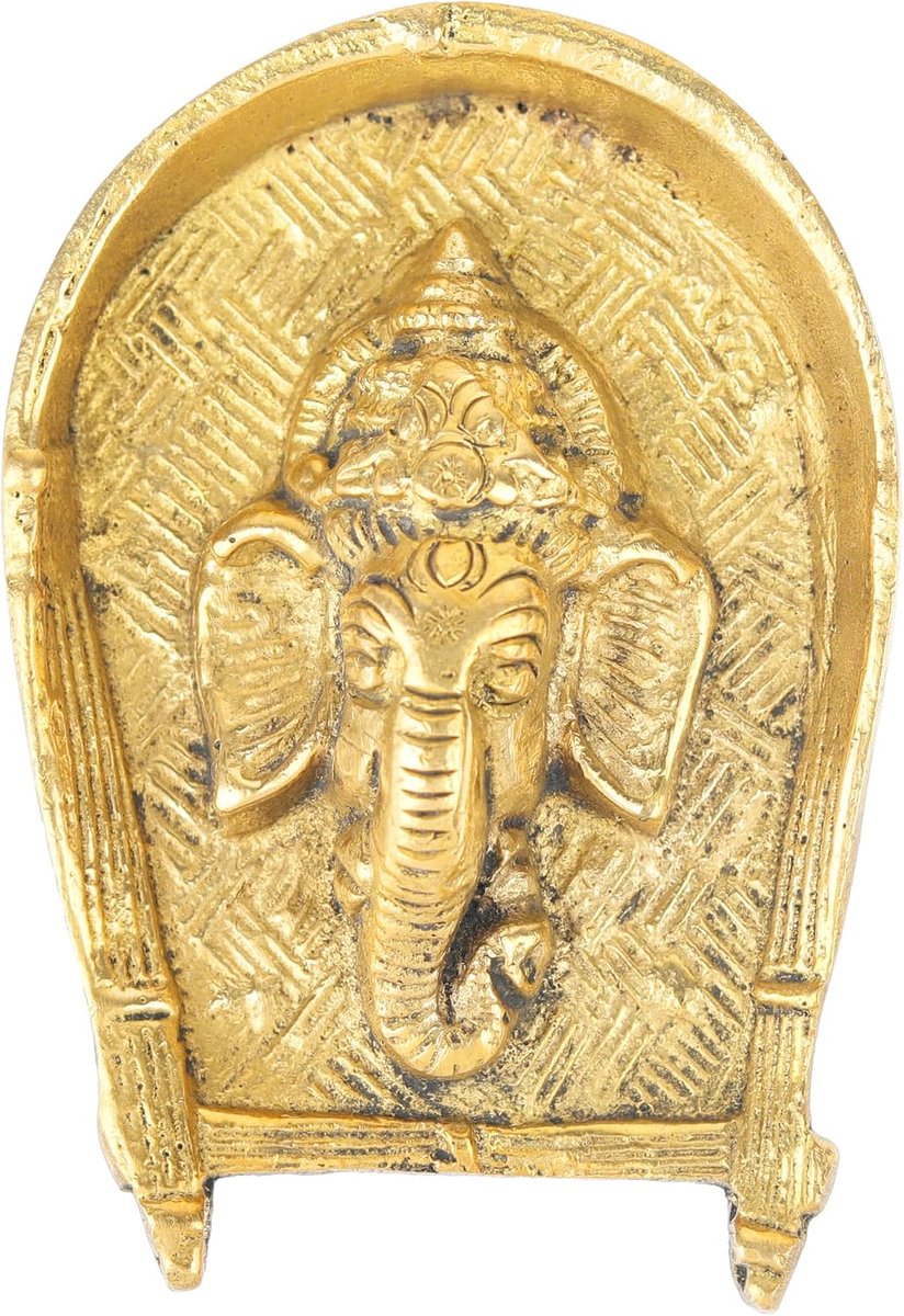 Decorative Brass Metal Ganesha Face with Statue Sculpture Idol Wall Décor Antique Statue for Home Entrance Temple - ShopVlot