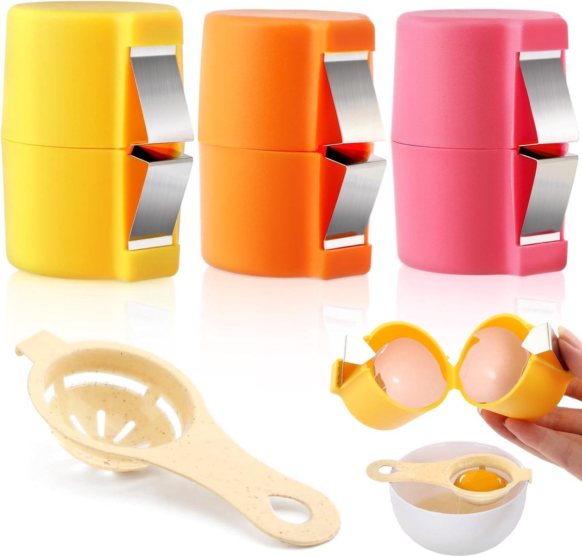 3 eggshell openers and 1 egg separator, egg peeler for eggshells, egg cracker tools, egg cracker for raw eggs, egg - ShopVlot