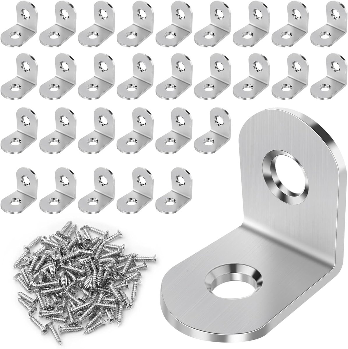 30 Pieces Stainless Steel Corner Connectors 20 x 20 mm Metal Angle 90 Degree Stainless Steel Corner for Furniture - ShopVlot