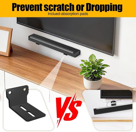 Soundbar-wandhouders, 2 stuks, 9 x 6 x 4,5 cm, luidsprekerhouder, wandhouder, rek op tv, houdt tot 10 kg, met - ShopVlot — afbeelding 4