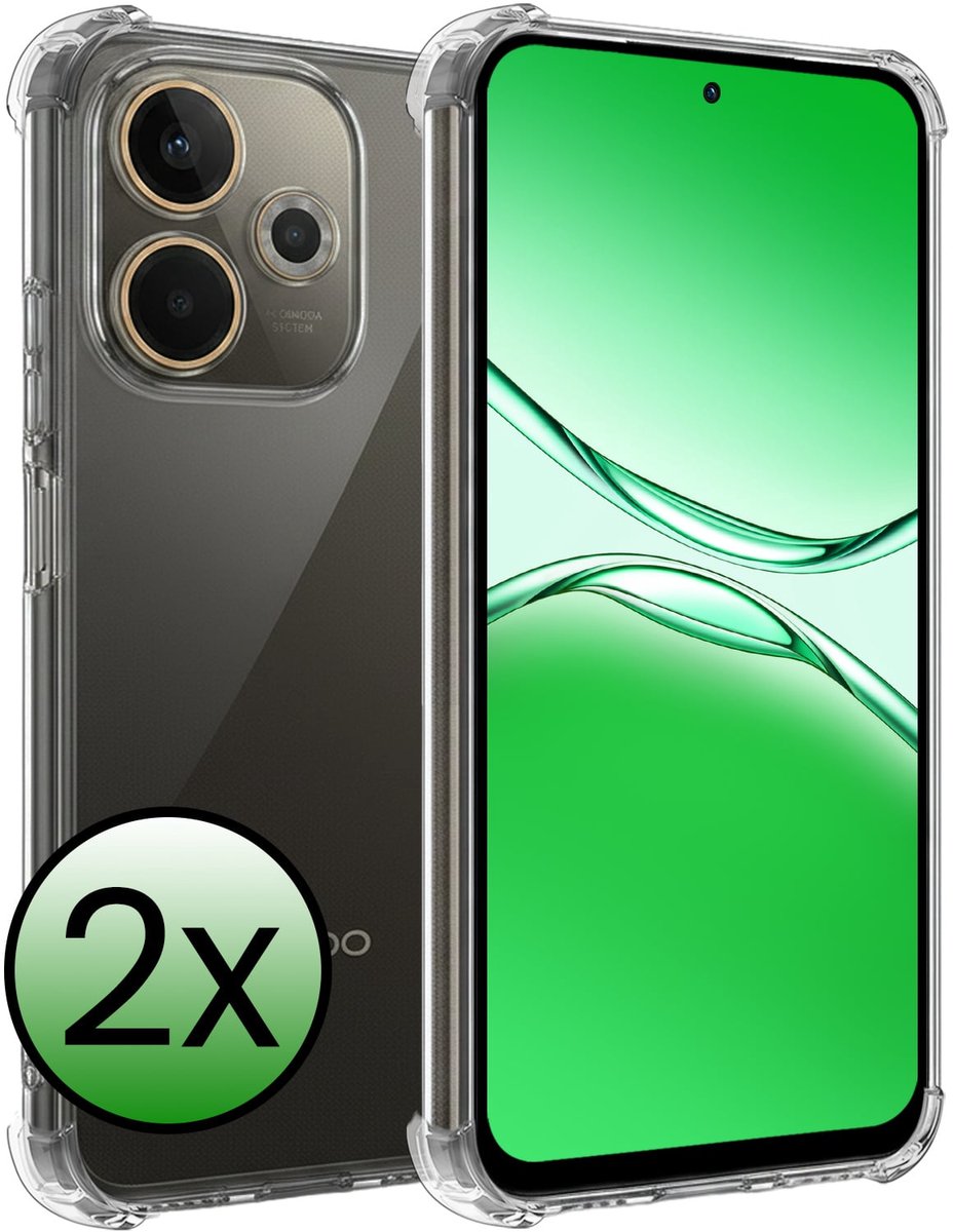 Hoesje 2 Stuks - Geschikt voor OPPO A5 Pro - Sterk & Shockproof - Siliconen Case - Back Cover - Telefoon Hoes Shock Proof - Transparant
