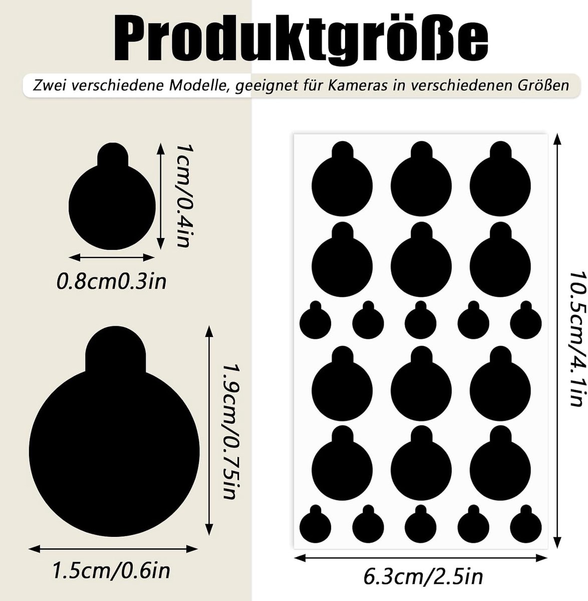 6 vellen camerafdekkingsstickers, zelfklevende webcam-afdekking, stickers, laptop, camera, dots sticker, zwart - ShopVlot