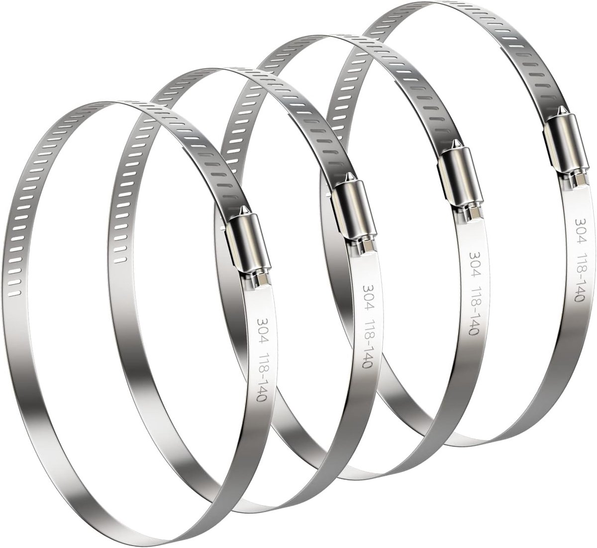 NEBURORA 118-140mm Hose Clamp Adjustable 304 Stainless Steel Duct Clamps 4 Pack Worm Drive Hose Clamp Clamps 5 Inch - ShopVlot