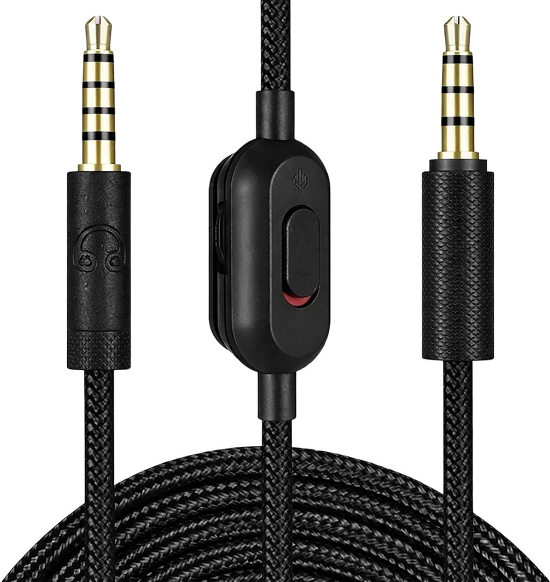 Headsetkabel vervanging 2 m voor gaming headsets, geweven audiokabel met volumeregelaar - ShopVlot