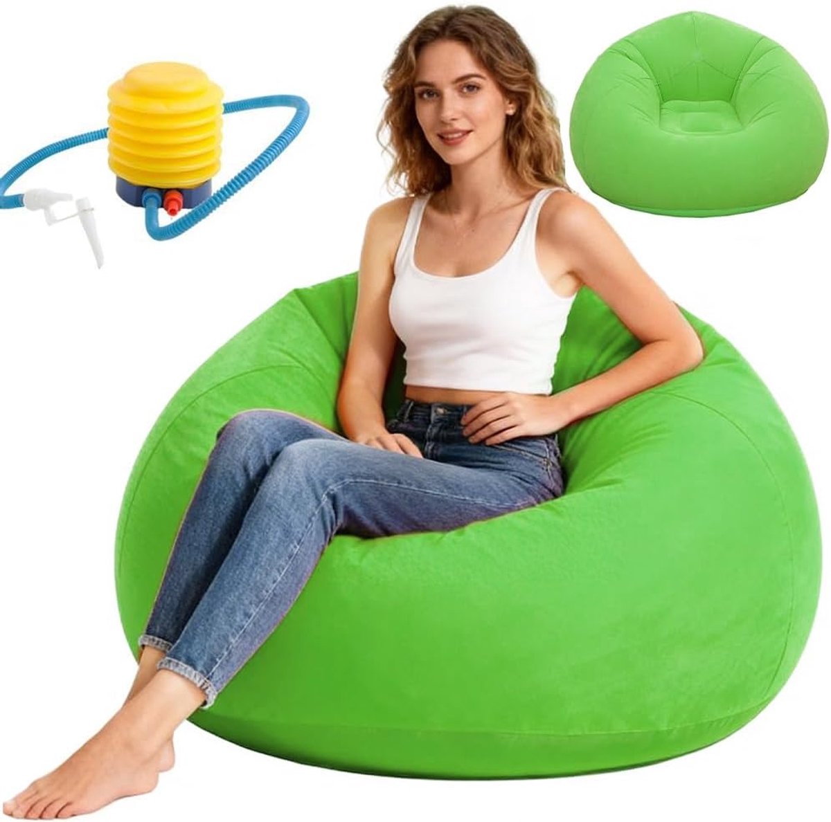Opblaasbare stoel 105 x 105 x 60 cm - stevig pvc - ergonomisch ontwerp - comfortabel voor binnen - ShopVlot