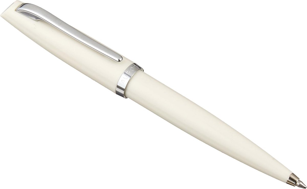 Balpen beige - chroom - wit - elegante schrijfstijl - ShopVlot