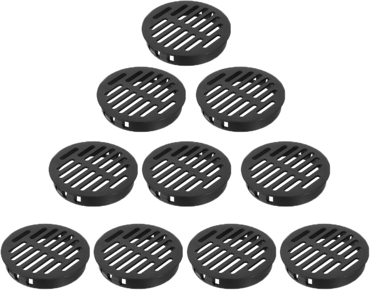Ventilatieopeningen 60 mm - zwarte louvered plastic grill - duurzaam materiaal - ideaal voor badkamer en keuken - ShopVlot