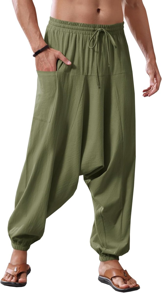 Harembroek heren - katoen - casual stijl - ideaal voor yoga en strand - ShopVlot