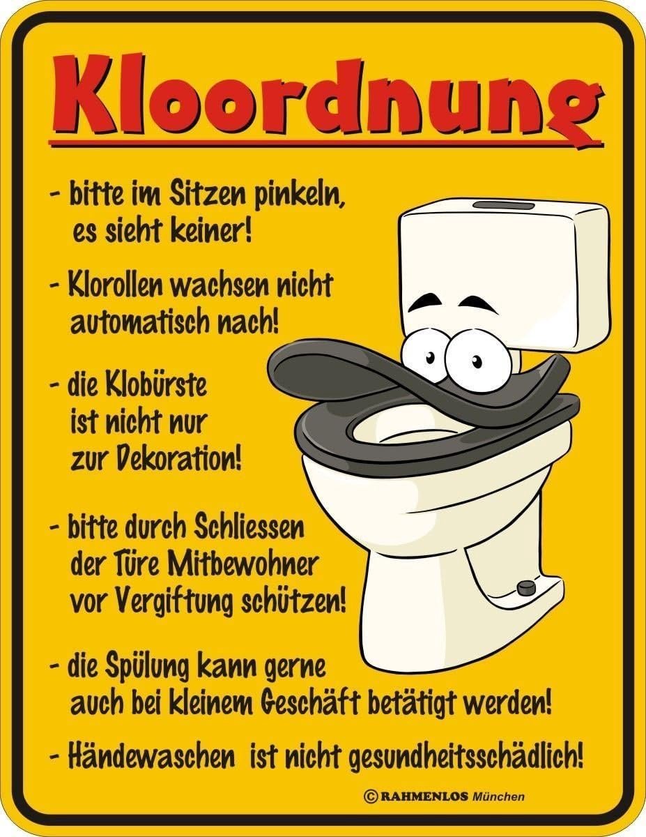 Metaalbord Kloordnung 17x22 cm - Aluminium - Geëmbosseerd ontwerp - Perfect voor in de wc - ShopVlot