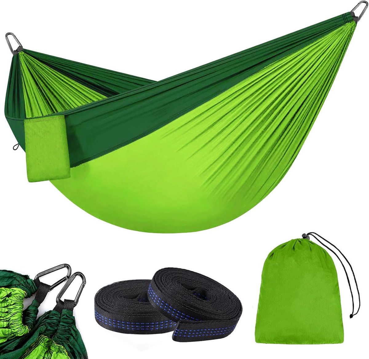 Camping hangmat voor 2 personen - 300 kg draagvermogen - nylon parachute materiaal - ideaal voor outdoor en strand - ShopVlot
