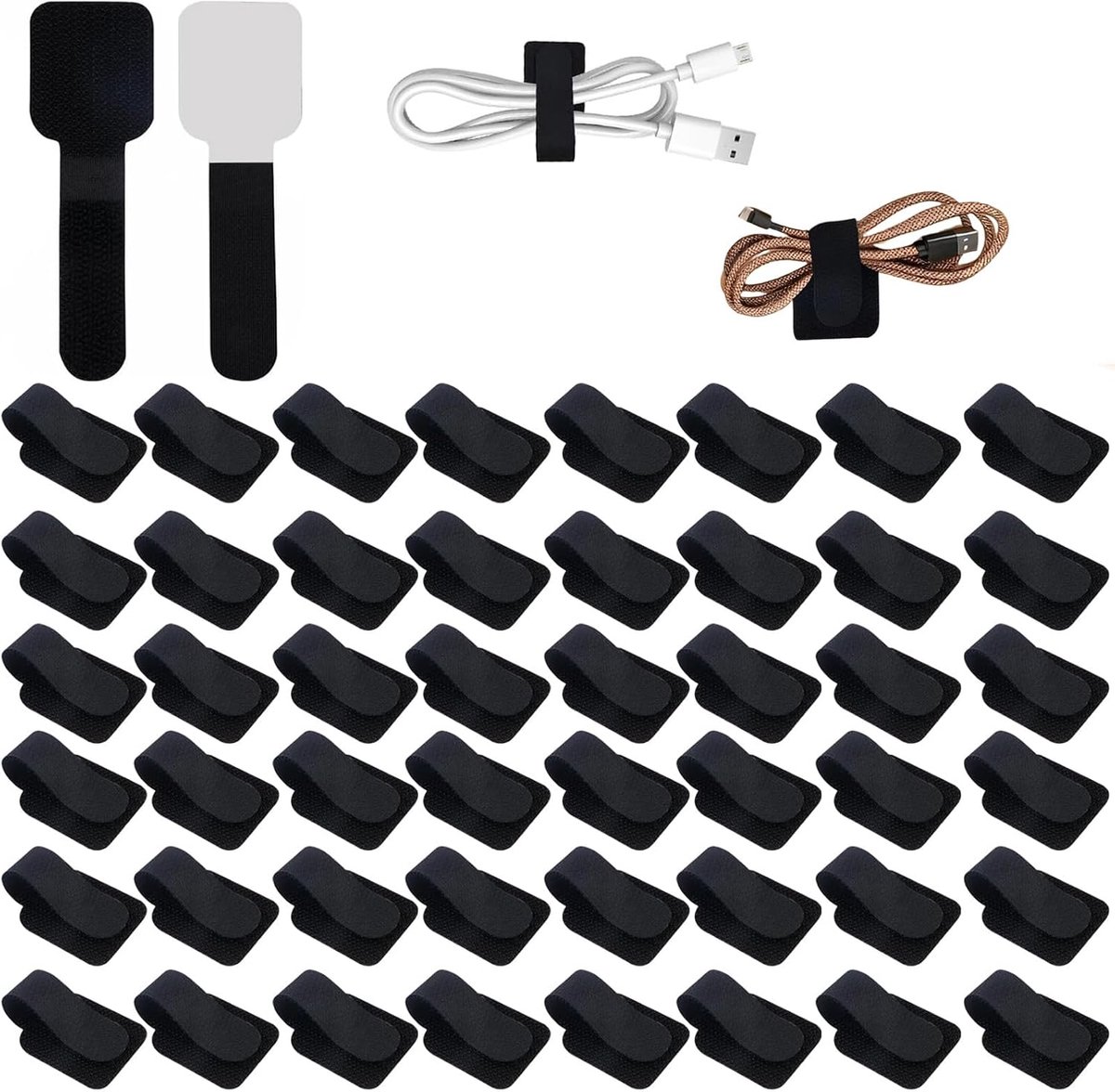 Kabelmanagement onder bureau set 50 stuks - zelfklevende kabelorganizers - zwart - houdt kabels netjes op hun plaats - ShopVlot