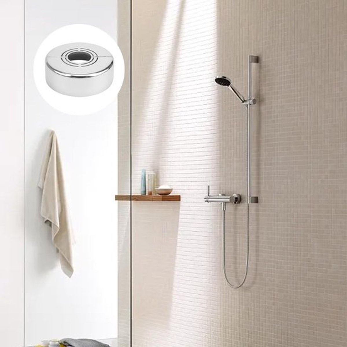 Decoratieve Douche Rosette Set - 4 Stuks - Verstelbare Afdekplaten voor Waterleidingen en Krukken