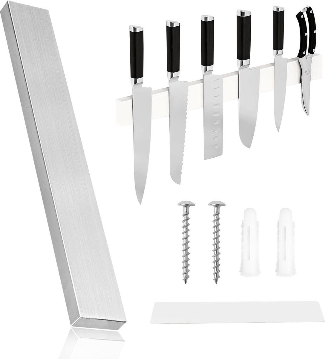 Magnetische messenlijst - roestvrij staal - supersterke magneet - ideaal voor keukenorganisatie - ShopVlot
