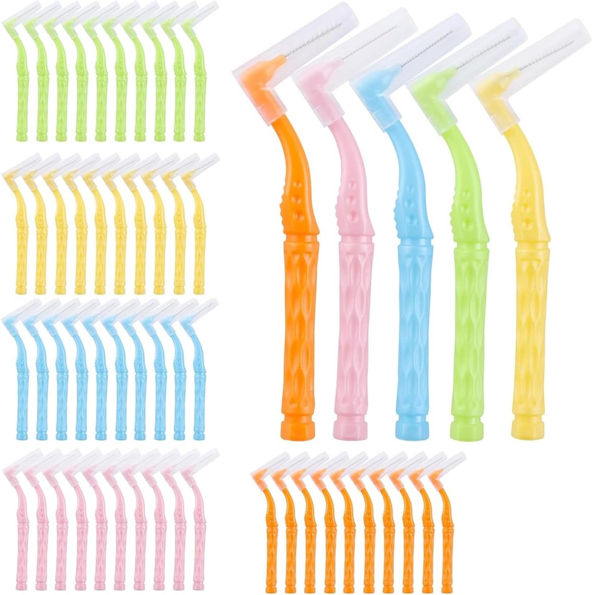 Interdentale borstels set 50 stuks - 5 kleuren - ergonomisch ontwerp - effectieve plaqueverwijdering - ShopVlot